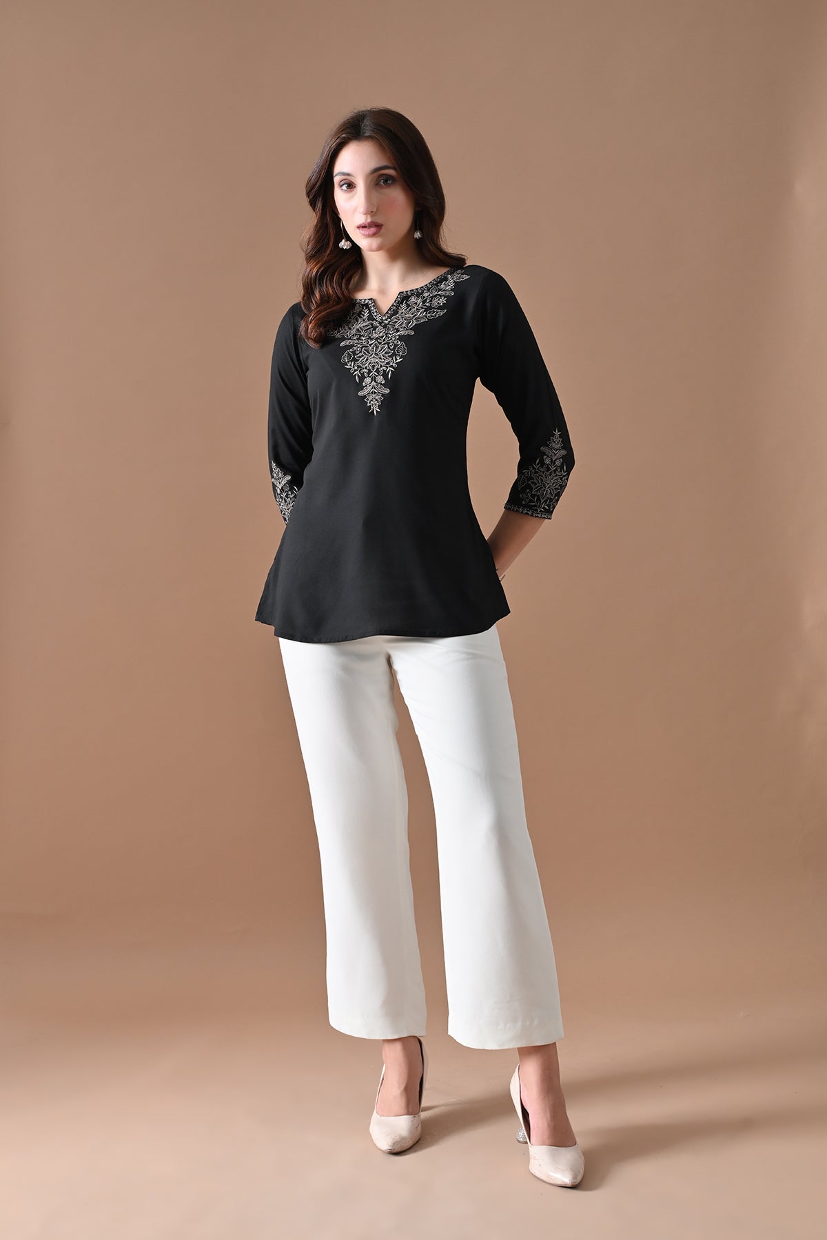 Black Embroidered Top